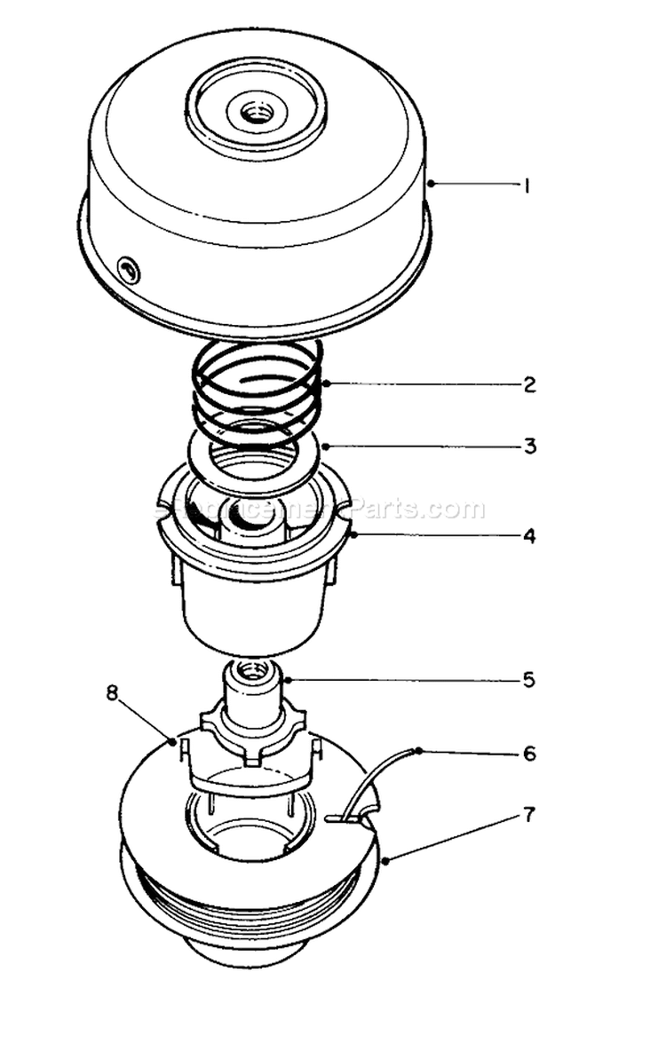 Single Line Tap and Trim Head Diagram and Parts List for 51643 7000001-7999999 - 1987 Toro Trimmer