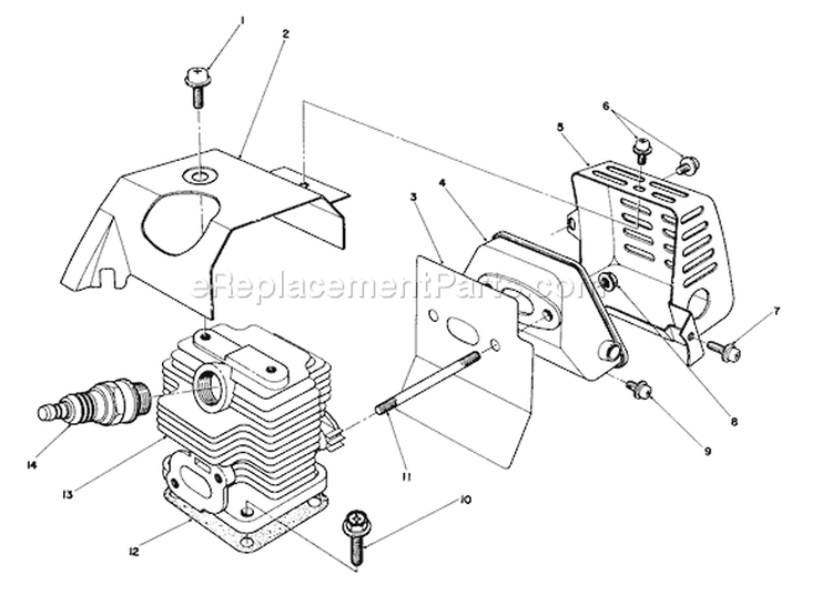 Cylinder & Muffler Assembly Diagram and Parts List for 51643 7000001-7999999 - 1987 Toro Trimmer