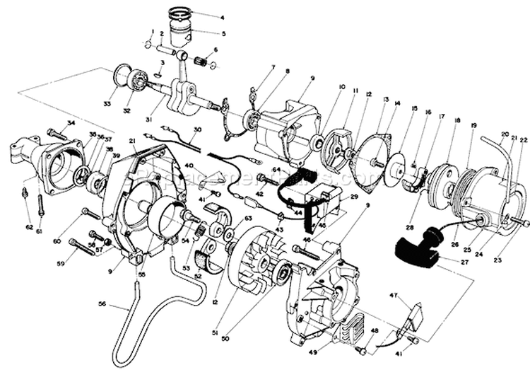 Engine Diagram and Parts List for 51643 7000001-7999999 - 1987 Toro Trimmer