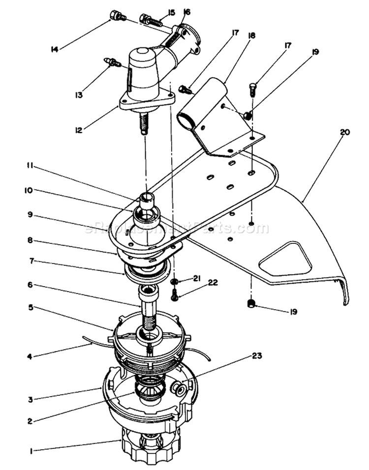 Trimmer Head & Gear Box Assembly Diagram and Parts List for 51644 7000001-7999999 - 1987 Toro Trimmer