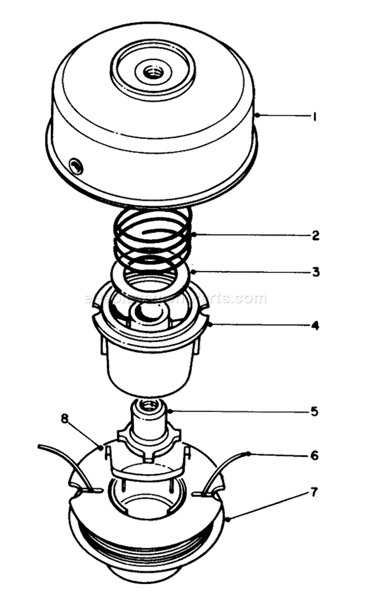 Dual Line Tap and Trim Head Diagram and Parts List for 51644 7000001-7999999 - 1987 Toro Trimmer