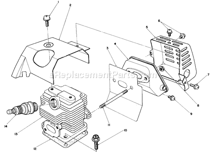 Cylinder & Muffler Assembly Diagram and Parts List for 51644 5000001-5999999 - 1985 Toro Trimmer