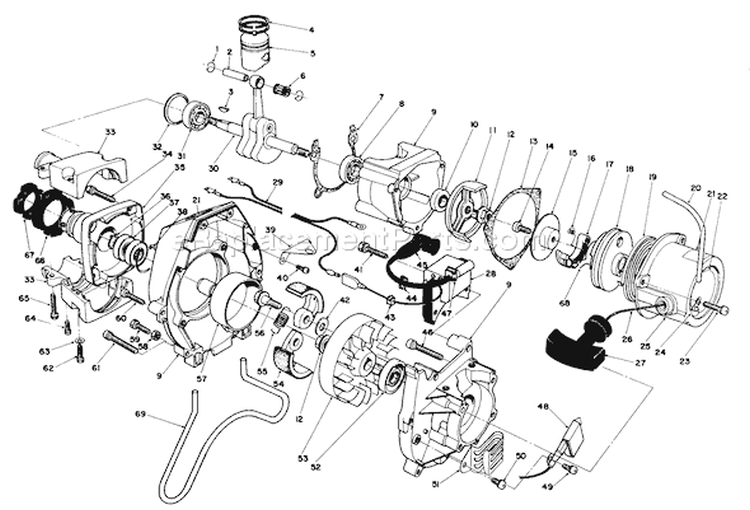 Engine Diagram and Parts List for 51644 5000001-5999999 - 1985 Toro Trimmer