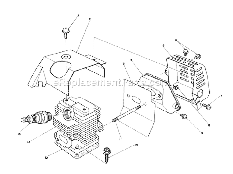Cylinder & Muffler Assembly Diagram and Parts List for 51644 6000001-6999999 - 1986 Toro Trimmer