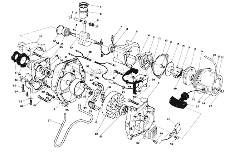 Engine Diagram and Parts List for 51644 6000001-6999999 - 1986 Toro Trimmer