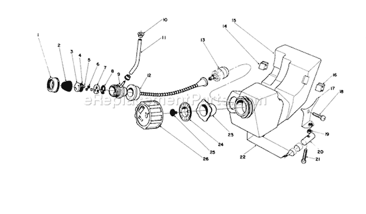 Fuel Tank Assembly Diagram and Parts List for 51644 6000001-6999999 - 1986 Toro Trimmer