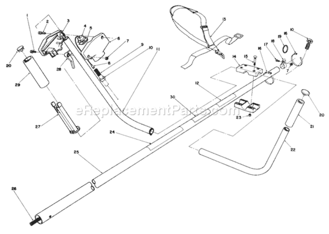 Handle Assembly Diagram and Parts List for 51645V 1000001-19999991991 Toro Trimmer