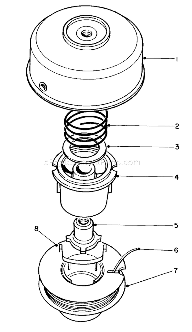 Single Line Tap and Trim Head Diagram and Parts List for 51645 6000001-6999999 - 1986 Toro Trimmer