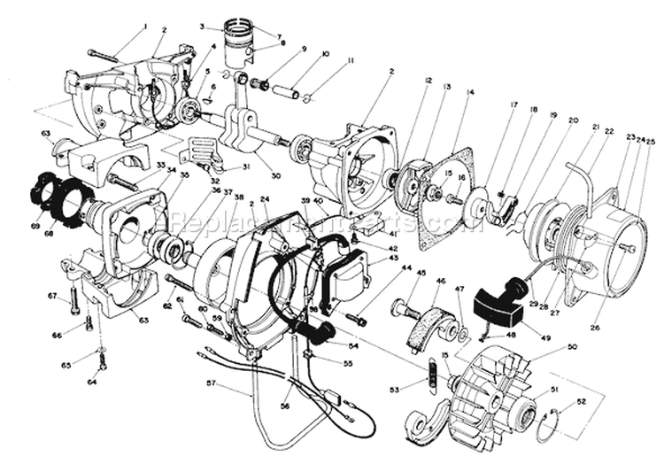 Engine Diagram and Parts List for 51645 6000001-6999999 - 1986 Toro Trimmer
