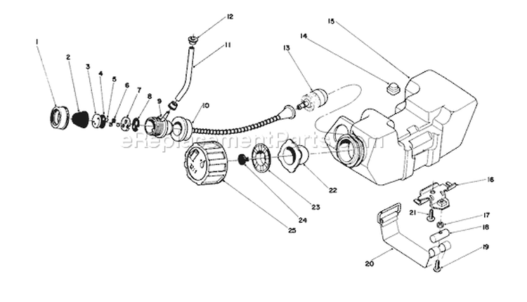 Fuel Tank Assembly Diagram and Parts List for 51645 6000001-6999999 - 1986 Toro Trimmer