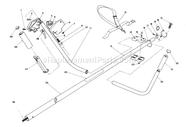 Handle Assembly Diagram and Parts List for 51645 6000001-6999999 - 1986 Toro Trimmer