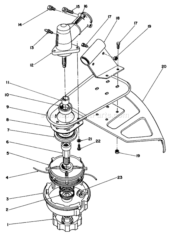 Trimmer Head & Gear Box Assembly Diagram and Parts List for 51645 7000001-7999999 - 1987 Toro Trimmer