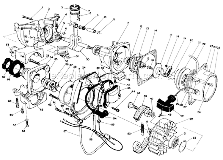 Engine Diagram and Parts List for 51645 7000001-7999999 - 1987 Toro Trimmer