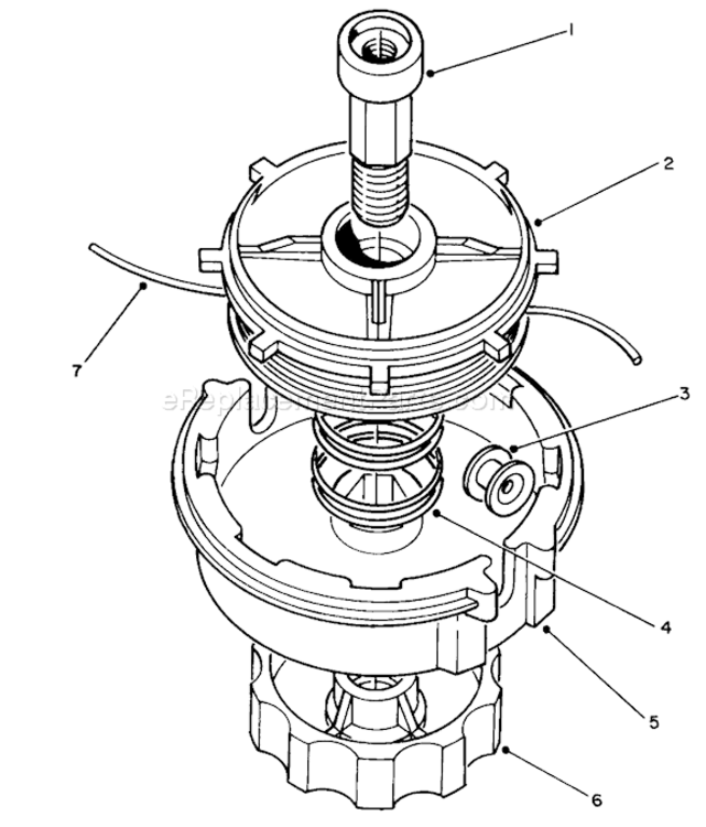 Manual Feed Head Assembly Diagram and Parts List for 51650 1000001-19999991991 Toro Trimmer