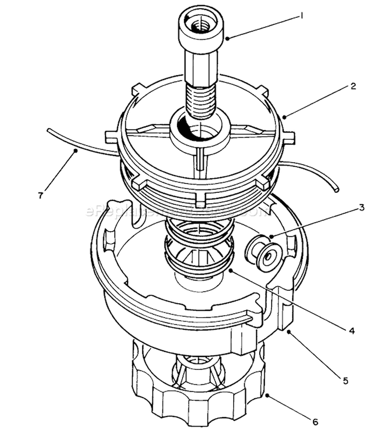 Manual Feed Head Assembly Diagram and Parts List for 51650 9000001-99999991989 Toro Trimmer