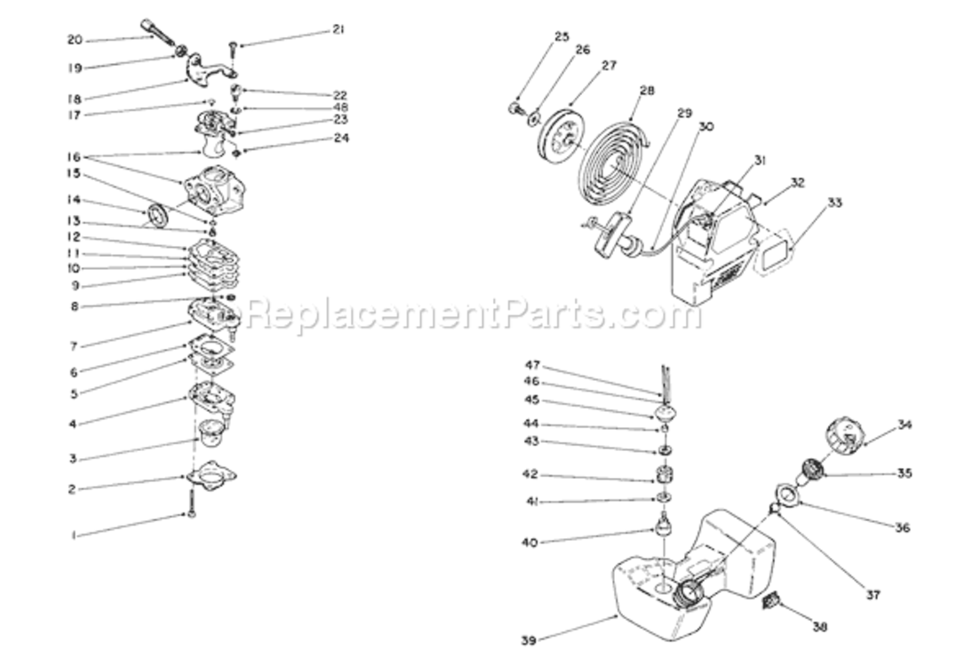 Page E Diagram and Parts List for 51652 1000001-19999991991 Toro Trimmer