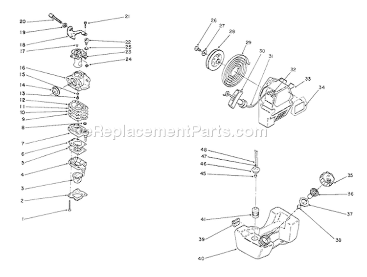 Page F Diagram and Parts List for 51652 2000001-2999999 - 1992 Toro Trimmer