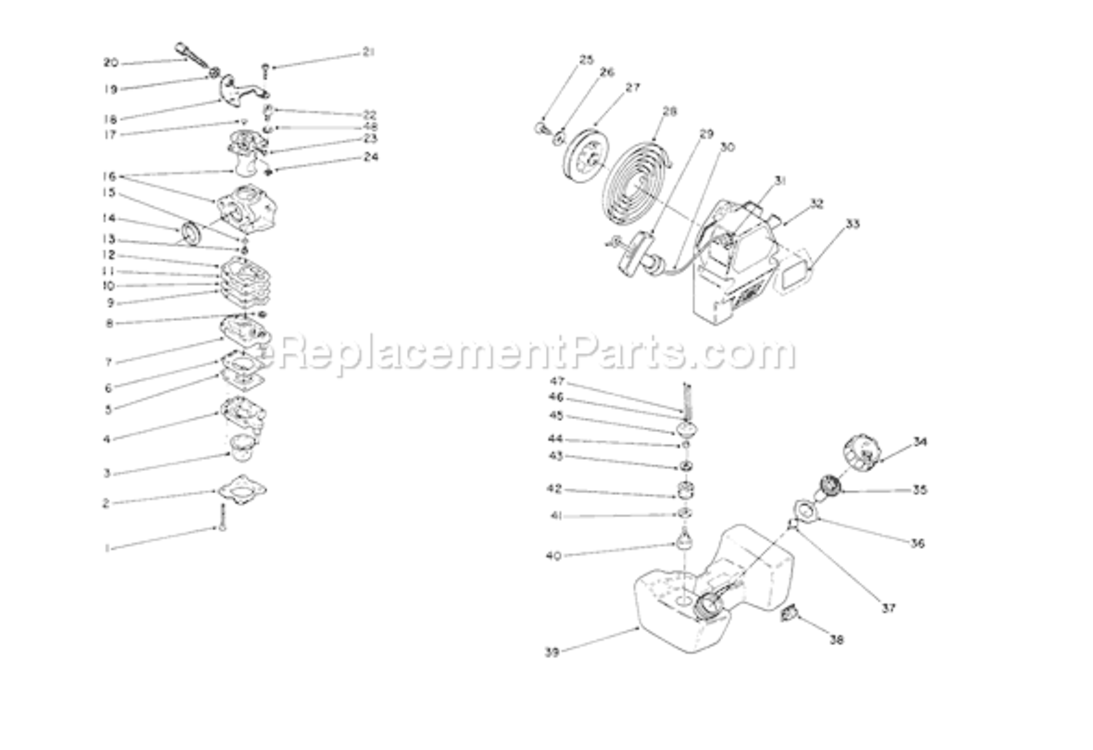 Page F Diagram and Parts List for 51655 1000001-19999991991 Toro Trimmer