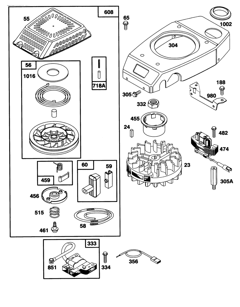Engine Gts-150 Diagram and Parts List for 26635B 3900001 - 3999999 Toro Lawn Mower