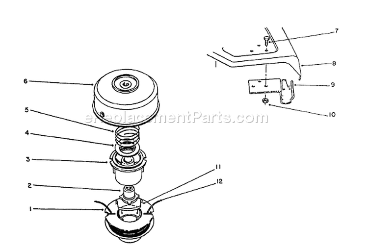 Dual Line Bump Feed Cutter Head Diagram and Parts List for 51660 2000001-2999999 - 1992 Toro Trimmer