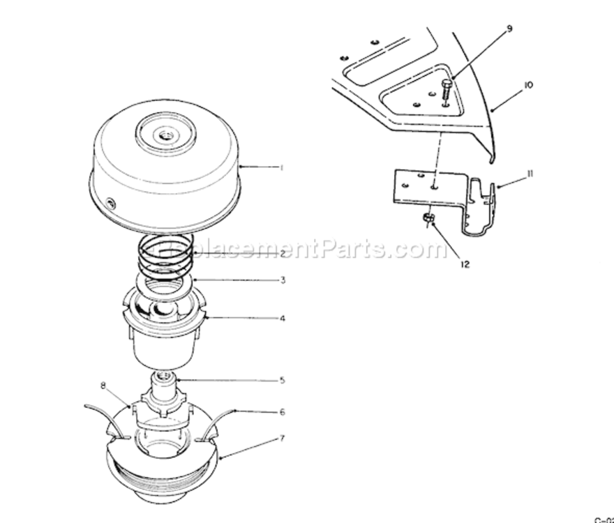 Dual Line Tap and Trim Head Diagram and Parts List for 51665 0000001-09999991990 Toro Trimmer