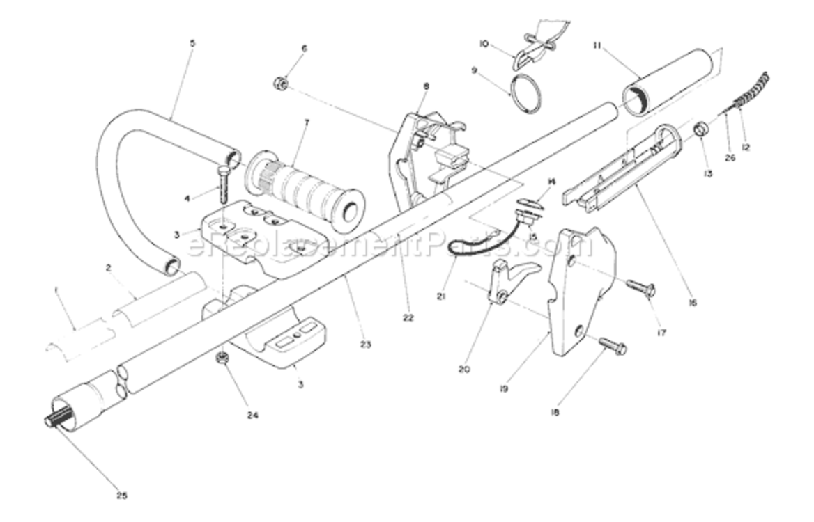Handle Assembly Diagram and Parts List for 51665 0000001-09999991990 Toro Trimmer