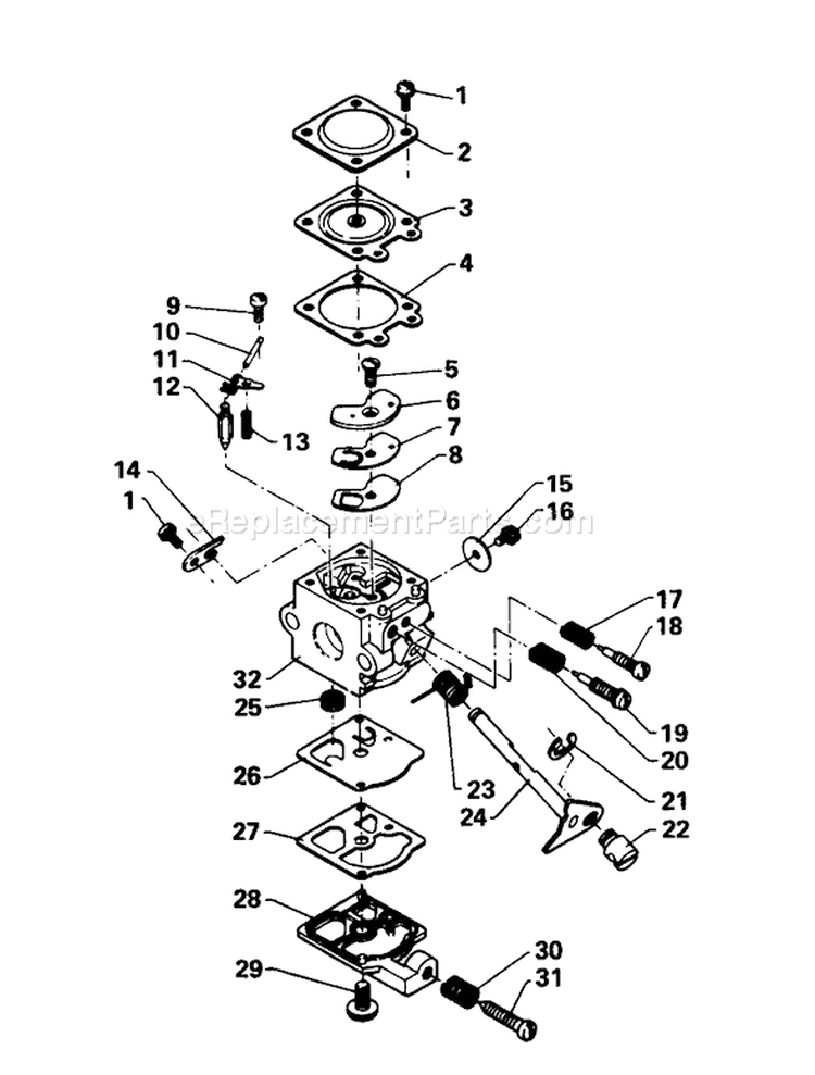 Carburetor Assembly Diagram and Parts List for 51700 8000001-8999999 - 1978 Toro Trimmer