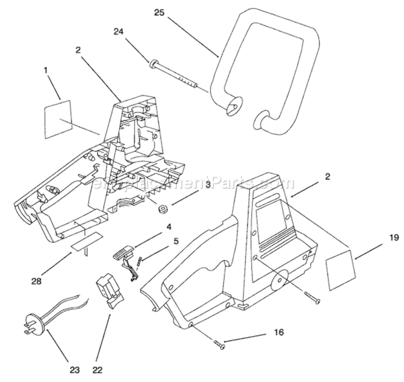 Housing And Handle Assembly Diagram and Parts List for 51819 690000001-6999999991996 Toro Trimmer