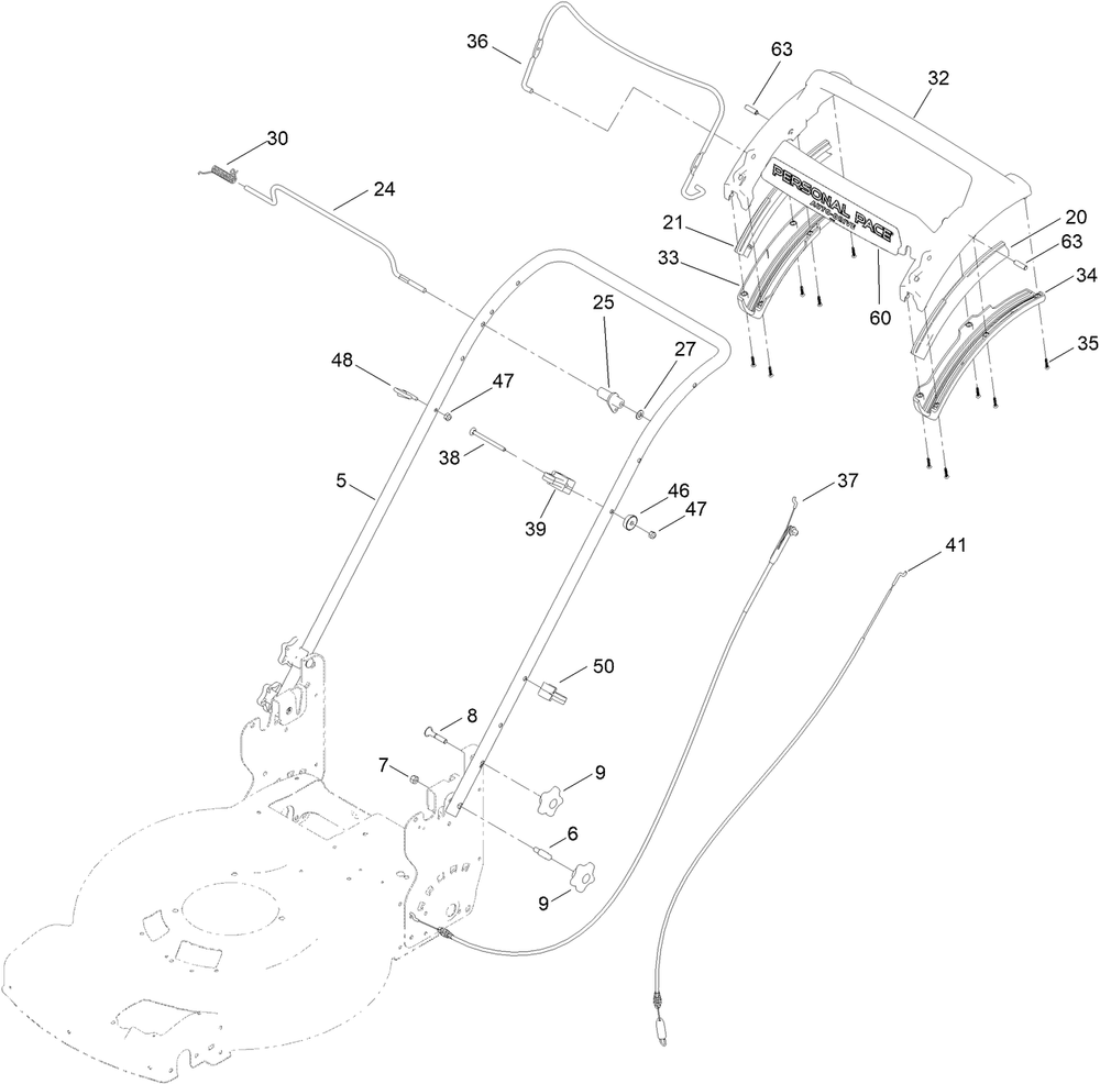 Handle Assembly Diagram and Parts List for 21771 412000000 - 412999999 Toro Lawn Mower