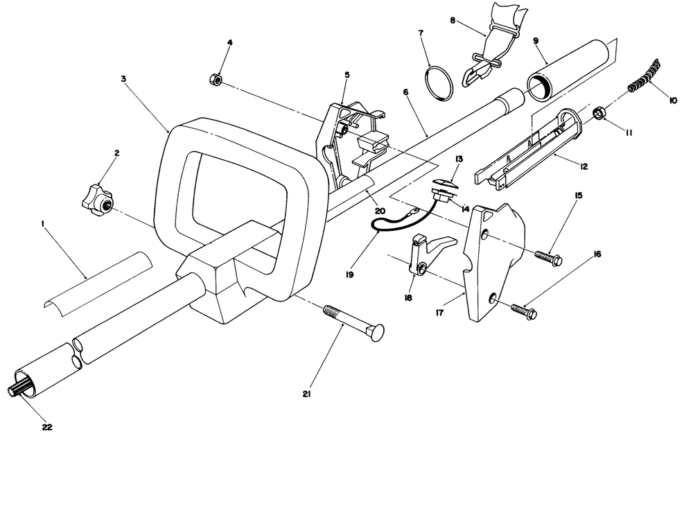 Handle Assembly Diagram and Parts List for 51643 6000001 - 6999999 Toro Trimmer