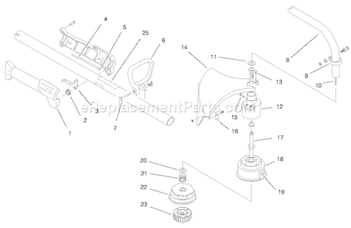 Boom And Trimmer Assembly Diagram and Parts List for 51903 790000001-7999999991997 Toro Trimmer