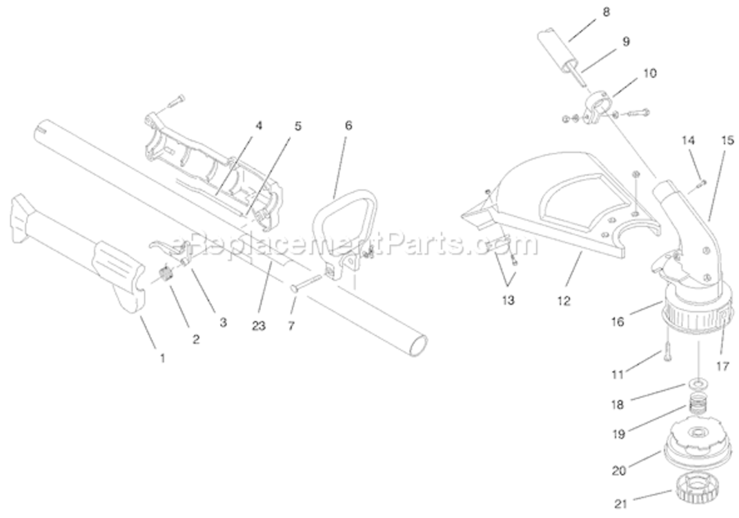 Boom And Trimmer Assembly Diagram and Parts List for 51906 790000001-7999999991997 Toro Trimmer