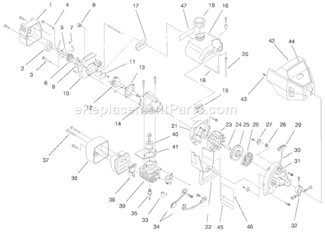 Engine Diagram and Parts List for 51906 790000001-7999999991997 Toro Trimmer