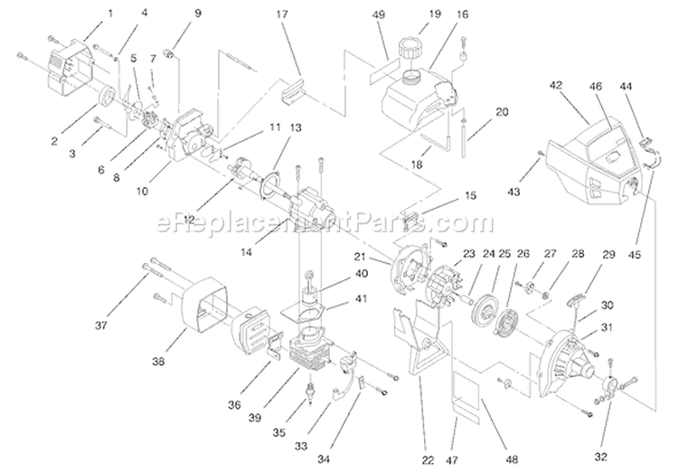 Engine Diagram and Parts List for 51907 790000001-799999999 - 1997 Toro Trimmer