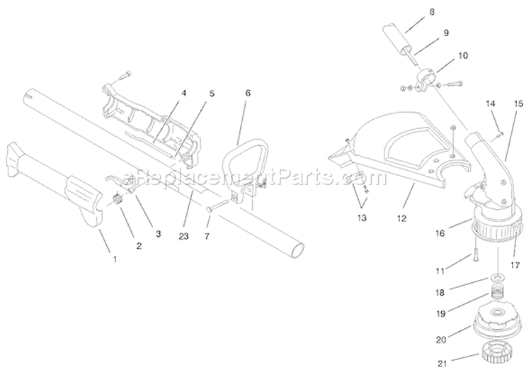 Boom And Trimmer Assembly Diagram and Parts List for 51907 890000001-8999999991998 Toro Trimmer