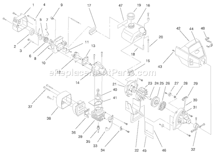 Engine Diagram and Parts List for 51907 890000001-8999999991998 Toro Trimmer
