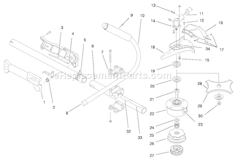 Boom And Trimmer Assembly Diagram and Parts List for 51908 800000001-8999999991998 Toro Trimmer