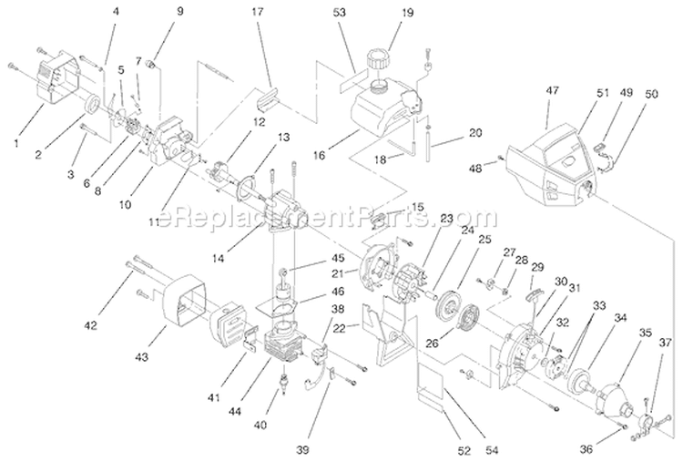 Engine Diagram and Parts List for 51908 800000001-8999999991998 Toro Trimmer