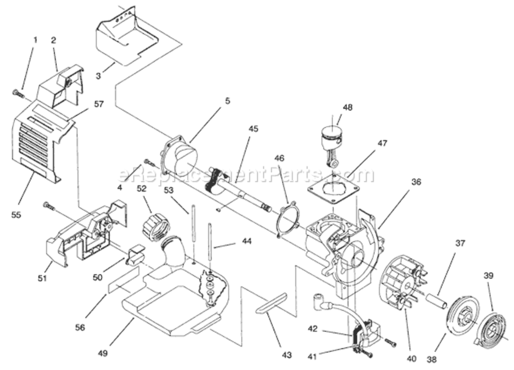 Engine Diagram and Parts List for 51916 69000001-699999991996 Toro Trimmer