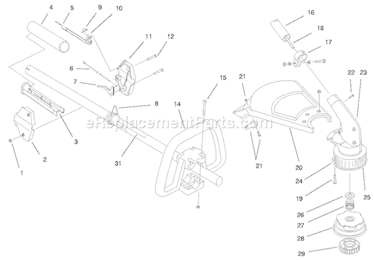 Boom And Trimmer Assembly Diagram and Parts List for 51917 89000001-899999991998 Toro Trimmer