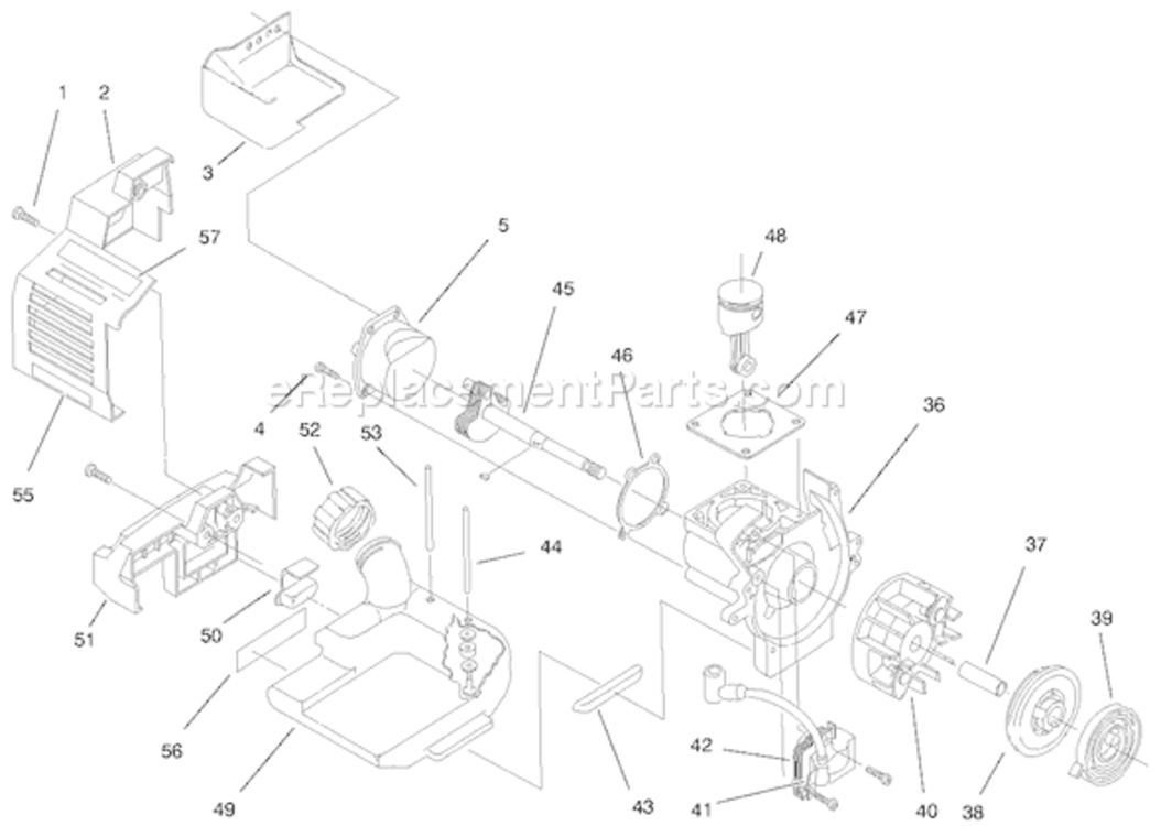 Engine Diagram and Parts List for 51919 79000001-799999991997 Toro Trimmer