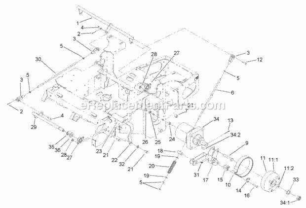 Parking Brake System Assembly Diagram and Parts List for 74177 230000001-230007000 Toro Lawn Mower
