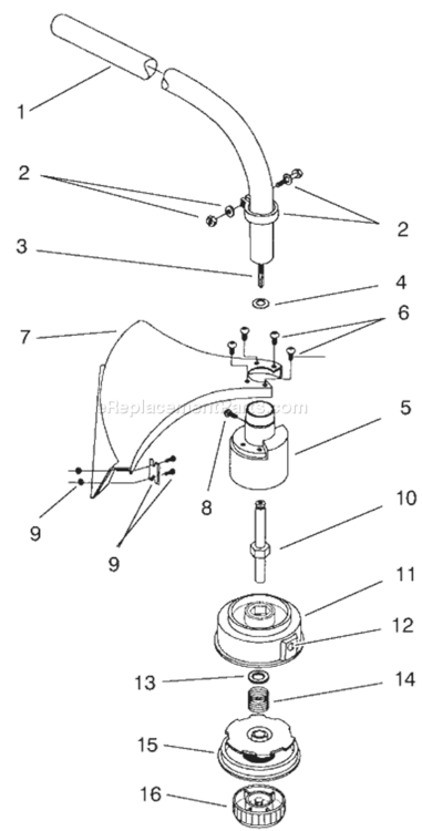 Lower Boom & Cutting Head Assembly Diagram and Parts List for 51921 79000001-799999991997 Toro Trimmer