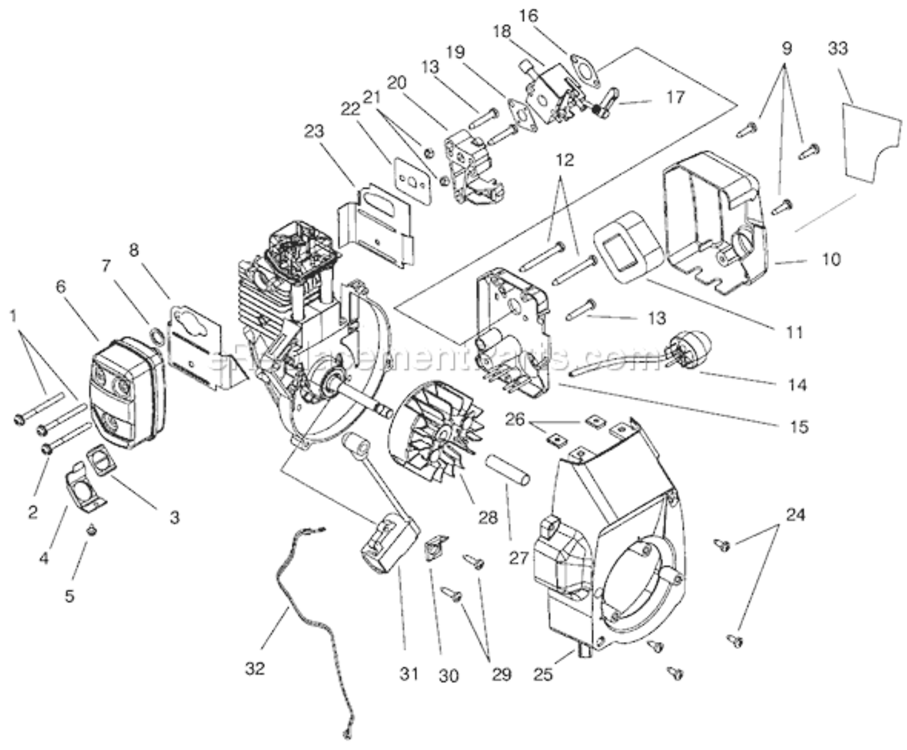 Carburetor & Muffler Assemblies Diagram and Parts List for 51927 79000001-799999991997 Toro Trimmer