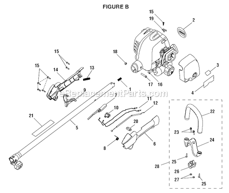 Figure B Diagram and Parts List for 51930B  Toro Trimmer