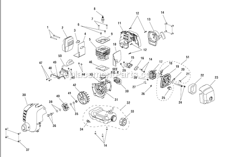 Figure C Diagram and Parts List for 51932B  Toro Trimmer