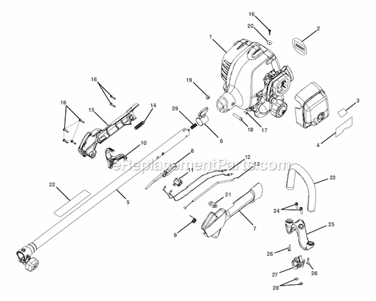 Upper Shaft Diagram and Parts List for 51932  Toro Trimmer