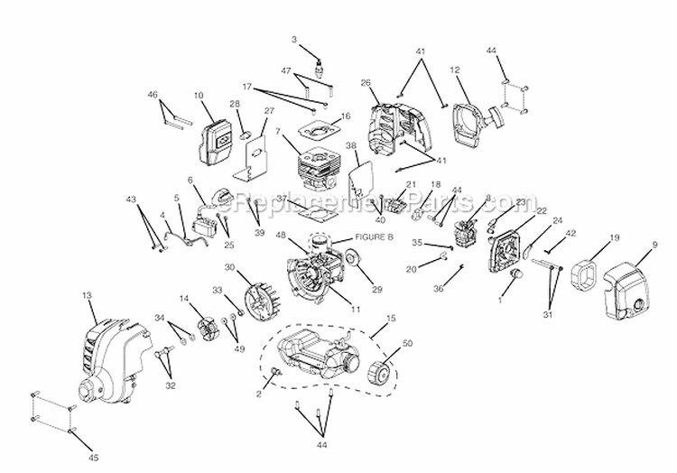 Engine Assembly Diagram and Parts List for 51932  Toro Trimmer