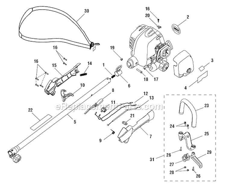 Figure B Diagram and Parts List for 51934B  Toro Trimmer