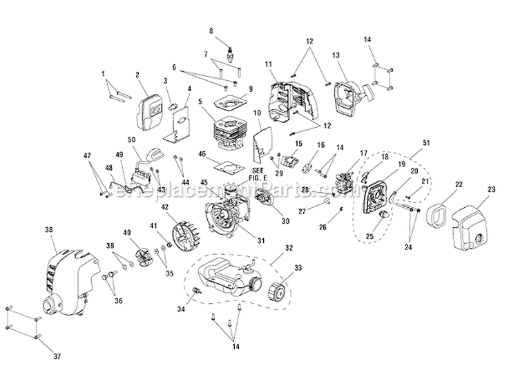 Figure C Diagram and Parts List for 51934B  Toro Trimmer